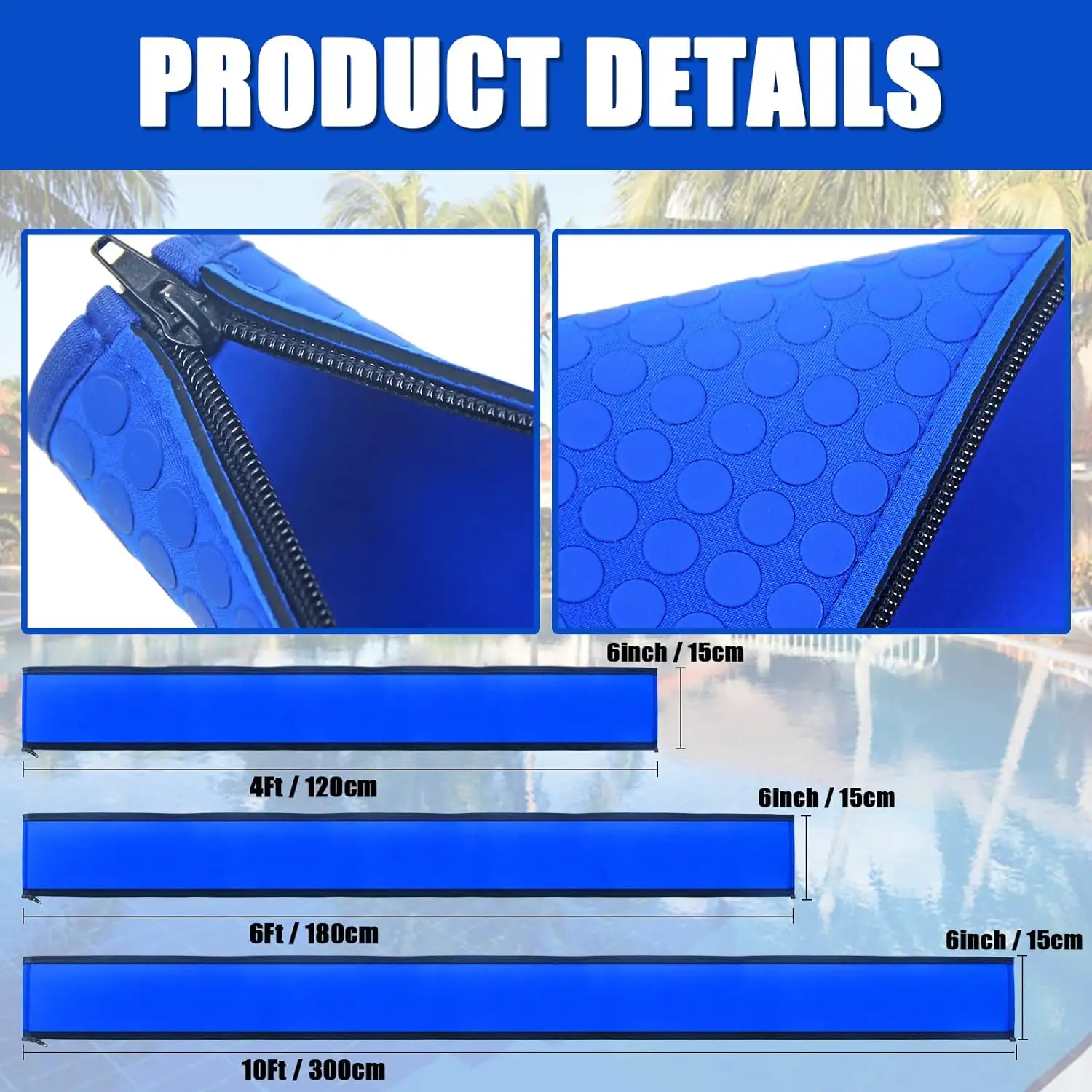 Upgrade Version Zipper design UV resistant diving cloth Comfort Touch Anti-Slip Swimming Pool Hand Rail Cover Grip