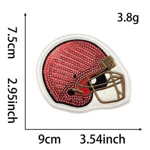 Iron on <b>Sequin</b> Embroidered <b>Red</b> Softball Helmet Patch for Hat Hoodies Decoration - Product Image 3