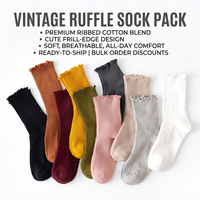 Lot de chaussettes vintage à volants, mignonnes, à bord festonné, en coton côtelé, chaussettes ras du cou tendance de couleur unie, bas décontractés à la cheville, prêts à être expédiés