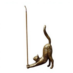 Brass Cat Candle Stand Home Decoration Durable Metal Art Sculpture Custom European art candle holder Nordic home decor light - Product Image 1