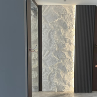 Nouveauté : Panneau de marbre UV haute brillance, dalle de marbre artificiel blanc Calacatta pour mur de fond de studio