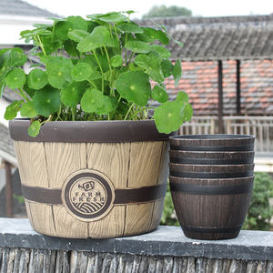 Macetas de <span class=keywords><strong>madera</strong></span> de imitación para el hogar, plantas suculentas de resina de estilo retro para sala de estar, plantas verdes, hojas de dinero, árboles, orquídeas, jardín - Product Image 3