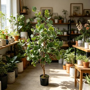 Artificial Eucalyptus <b>Plant</b> with Real Wood Stem Faux Potted Olive Tree in White Pot for Home Office Living Room Modern Decor Who - Product Image 3