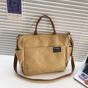 Wholesale Oversized Canvas <b>Tote</b> Bags with Custom Logo Slant Design for <b>Travel</b> School & Work Letter Pattern - Product Image 5
