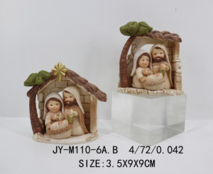 Decoración de interiores, Natividad cruzadas de figuritas, artículos religiosos católicos, papel de burbujas de la Sagrada Familia, gran oferta, caja marrón de resina - Product Image 3