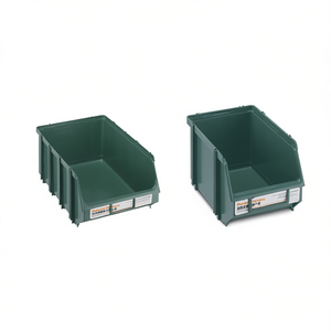 TTAKE Combo Box Container Tool <b>Storage</b> <b>Bin</b> 2 Pack Green <b>Plastic</b> Organizer <b>for</b> Workshop Garage Use - Product Image 2