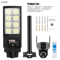 Lampadaire solaire LED avec caméra IP65, sécurité de jardin, vidéosurveillance extérieure, contrôle par application 4G, garantie de 3 ans