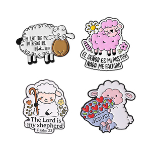 Le Seigneur est mon berger Psaume 23 Épinglette émaillée Agneau Jésus Verset biblique chrétien et motif de mouton Broche Badge Cadeau pour les croyants et la foi - Product Image 1