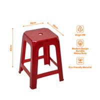 Tabouret empilable en plastique PP L8 6162, siège ottoman carré, léger et durable, pour la maison, la cuisine, le salon, le café