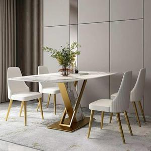 Ensemble <span class=keywords><strong>de</strong></span> table à <span class=keywords><strong>manger</strong></span> moderne <span class=keywords><strong>de</strong></span> luxe en acier inoxydable avec <span class=keywords><strong>6</strong></span> chaises, table rectangulaire en pierre frittée, mobilier <span class=keywords><strong>de</strong></span> <span class=keywords><strong>salle</strong></span> à <span class=keywords><strong>manger</strong></span>, ensemble <span class=keywords><strong>de</strong></span> <span class=keywords><strong>6</strong></span> places - Product Image 2