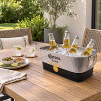 Seau à glace en fer blanc galvanisé 5L avec logo personnalisé, décapsuleur et poignée, pour boissons, multi-usages, stockage alimentaire