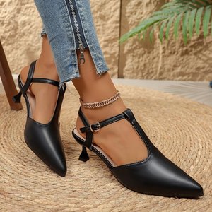 52601 Sandalias de tacón bajo de verano, nuevas, cómodas, de talla grande, con punta fina y tacón alto, sexys, las más vendidas de fábrica al por mayor - Product Image 5