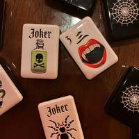 Tuiles de Mahjong Américain Halloween Dark Elements, lot de 160, en acrylique double couche, dos noir brillant, motifs Venom, Spider, Cobra, Vampire, Skull