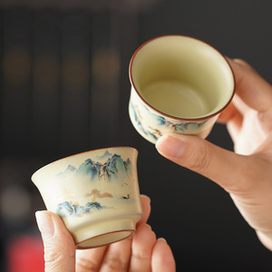 ชุดน้ำชาเซรามิก Ru Kiln 10 ชิ้น พร้อมถ้วยแบ่งชา ถาดชา ฝาปิด ถ้วยชา ทำด้วยมือจากพอร์ซเลน สำหรับพิธีชงชา ใช้ในบ้าน - Product Image 5