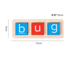 Éducatif précoce enfants mots en bois blocs mots anglais colorés apprentissage <span class=keywords><strong>orthographe</strong></span> pratique jouet 2 côtés jeu de cartes avec stylo - Product Image 6