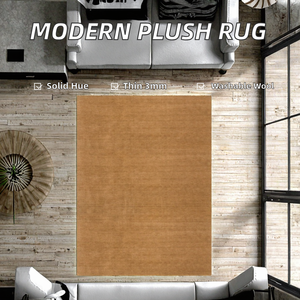 Alfombra Moderna Antideslizante de Terciopelo Cristalino con Pelo Cortado, Hecha a Mano, de Lana Afelpada, Reversible, de Color Sólido, 3mm de Grosor, Fabricada a Máquina para el Hogar - Product Image 2