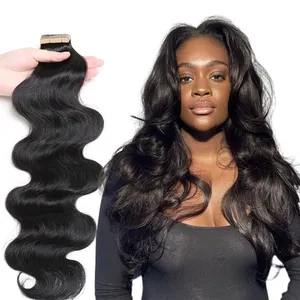 头发延伸中的胶带100黑色女性人发亚基直真正的人发延伸中的胶带