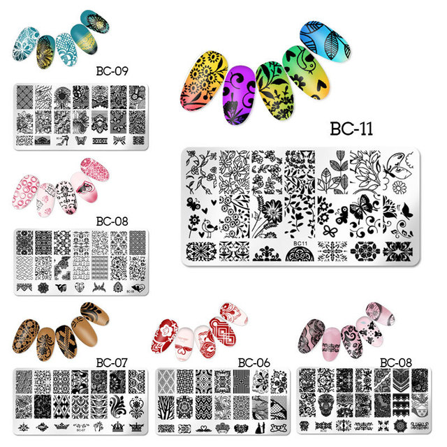 2024 Stainless Steel Nail Art Stamping Plate French Line Stripe Graffiti Print Nail Stencils Professional Salon Use 6x12cm