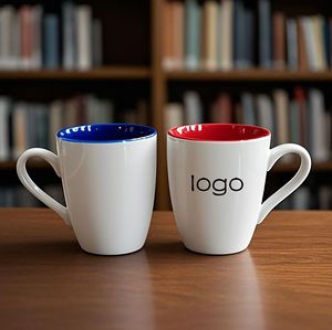 Tùy chỉnh hiện đại gốm <span class=keywords><strong>Mug</strong></span> cho quảng cáo sự kiện trống-shaped trắng bên ngoài đầy màu sắc nội thất an toàn Hot cà phê cho các bên - Product Image 1