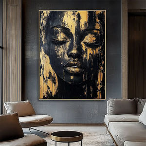 Decoración del hogar hecha a mano acrílico abstracto arte moderno Oro Negro mujeres lujo arte africano <span class=keywords><strong>pinturas</strong></span> <span class=keywords><strong>de</strong></span> pared - Product Image 5