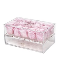 Boîte en acrylique transparent personnalisée OEM Boîte cadeau en plexiglas PMMA Lucite Boîte en acrylique rose