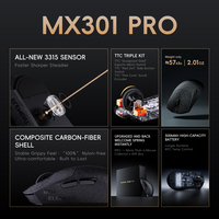 Ratón Inalámbrico para Juegos MLOONG 2026 MX301PRO de Fibra de Carbono Ultraligero, Frecuencia de Sondeo de 1K, 16000 DPI, Ratón para Juegos Programable