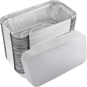 50 100 200 Pack Wholesale Silver Thickened Disposable Aluminum <b>Foil</b> Takeaway <b>Food</b> Packaging <b>Containers</b> - Product Image 1