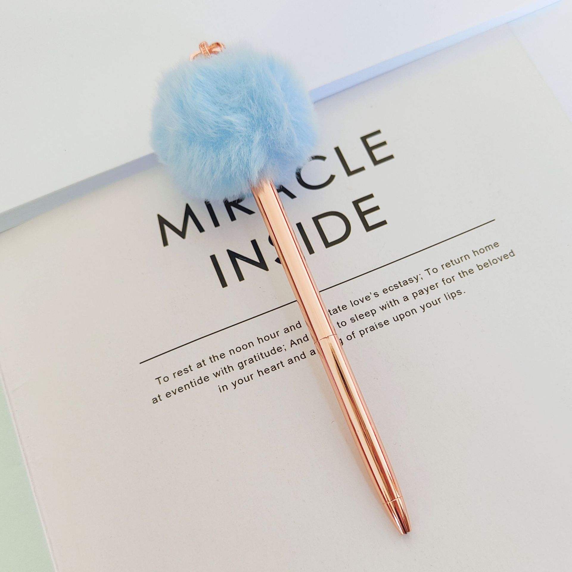 โรสโกลด์แท่งลูกบอลขนสีฟ้า