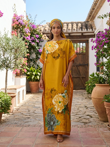 Kaftan <strong>Dress</strong> and Scarf Lightweight Satin Beach Cover <strong>up</strong> Oversized Vacation Robe for <strong>Women</strong> - Product Image 6