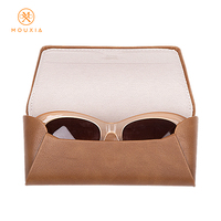 Étui à lunettes personnalisé en cuir PU semi-rigide, style portefeuille, avec logo brodé et motif imprimé en U