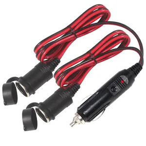 16AWG 15A Fuse 1 to 2 Car Cigarette Lighter Adapter Power Charger Port 12V 24V Plug Socket 2-Way Splitter Y extension cord