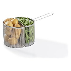 Stainless Steel Pasta Cooker 24Cm 2 Micro Perforated Baskets Brushed Chrome <strong>Induction</strong> Compatible Dishwasher Safe - Product Image 3
