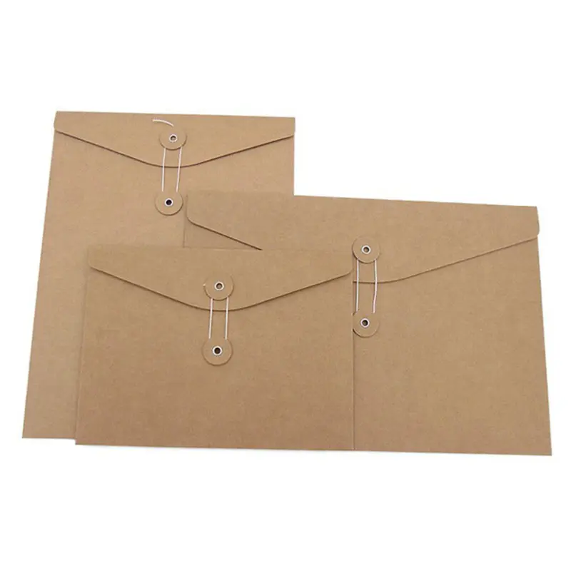 Bview Art A4 File Folder Project Pockets File Jacket Document Organizer Kraft String Envelope