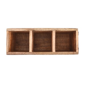 Organizador de Cubiertos Cuadrado de Madera de Mango Estilo Americano, Multifuncional, <span class=keywords><strong>para</strong></span> Encimera, <span class=keywords><strong>para</strong></span> Cubertería, Tenedores, Cucharas, Espátulas, 3 Compartimentos - Product Image 4
