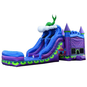 Château gonflable commercial Thème Sirène avec toboggan double piste et zone de saut, toboggan personnalisé pour fêtes - Product Image 1