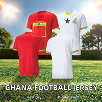 Camiseta de la Selección de Fútbol de Ghana, Versión Divertida, Unisex para Adultos, Corte Regular, 140g, Secado Rápido, Verano, Spandex/Poliéster