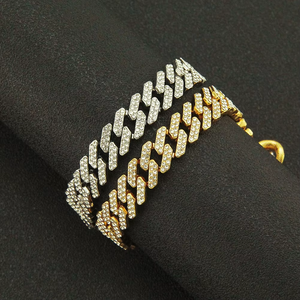 Hip-hop Trendy Men's Style Diamond-encrusted <b>Bracelet</b>, Men's Cool Colored Cuban Chain <b>Bracelet</b>, <b>Bracelet</b>, Jewelry. Tanjing - Product Image 4