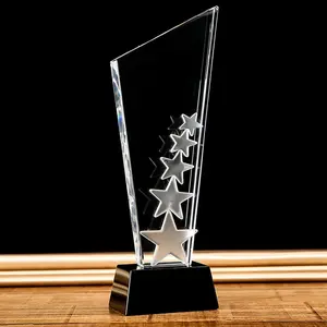 Custom Gegraveerd Kristallen Trofee Award Voor Anniversary Souvenir Ster Trofee