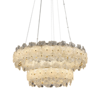 Lustre moderne à double couche en verre floral 800+500, suspension LED de luxe à intensité variable pour salle à manger, villa, majlis