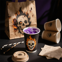 Hallows' Eve Scare Impression Boisson Jus Vin Biodégradable Double Paroi Café Gobelets En Papier Apportez Jetable Café Tasse En Papier