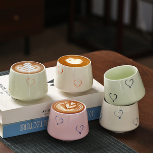 แก้วกาแฟลาเต้เอสเพรสโซ่ 200 มล. สไตล์ญี่ปุ่น แก้วเซรามิกดินเผาหยาบ พิมพ์โลโก้ได้ตามต้องการ - Product Image 1