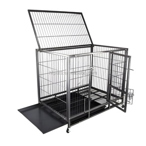Alt tekerlekler ile Metal köpek sandık büyük köpek kafesi ağır evcil hayvan kafesi - Product Image 2