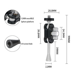 <span class=keywords><strong>360</strong></span> Độ Xoay 1/4 Mini Máy Ảnh Clip Kim Loại Kép Bóng Đầu Adapter Clip Phổ Ma Thuật Cánh Tay Khung Cho Máy Ảnh Điện Thoại - Product Image 2