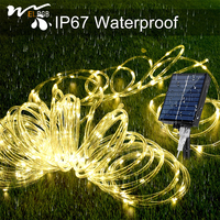 Lampe solaire en corde 72FT 200 LED Lampe solaire en corde avec télécommande 8 modes IP67 Lampes solaires de jardin étanches