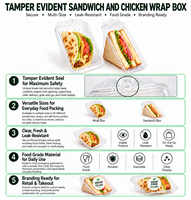 Contenitore Triangolare Trasparente in PET a Prova di Manomissione per Sandwich, Taco e Snack da Asporto