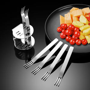 Juego de tenedores para fruta de acero inoxidable ZB304, paquete de 6 con estante de almacenamiento, tenedores para postre y pastel de 12,4 cm para uso doméstico - Product Image 5