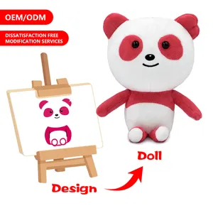 Boneka kustom mainan panda merah muda mewah isian hewan mainan hewan peliharaan Anime bayi lembut boneka kustom mainan mewah kustom