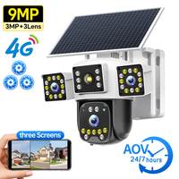 Cámara de Seguridad CCTV Inalámbrica PTZ HiEasy de 9MP con Zoom 10X, Energía Solar, Detección Humana, Tres Lentes para Exteriores, IP66