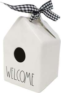 <span class=keywords><strong>2026</strong></span> Welkom Keramisch Vierkant Vogelhuisje Met Zwart & Wit Geruit Lint Vogelhuis - Product Image 4