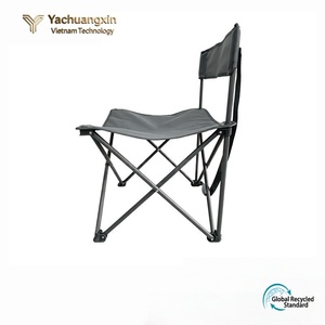 Chaise de camping pliable d'extérieur en tissu Oxford gris avec cadre en fer et sac de transport, design minimaliste, style décontracté - Product Image 5